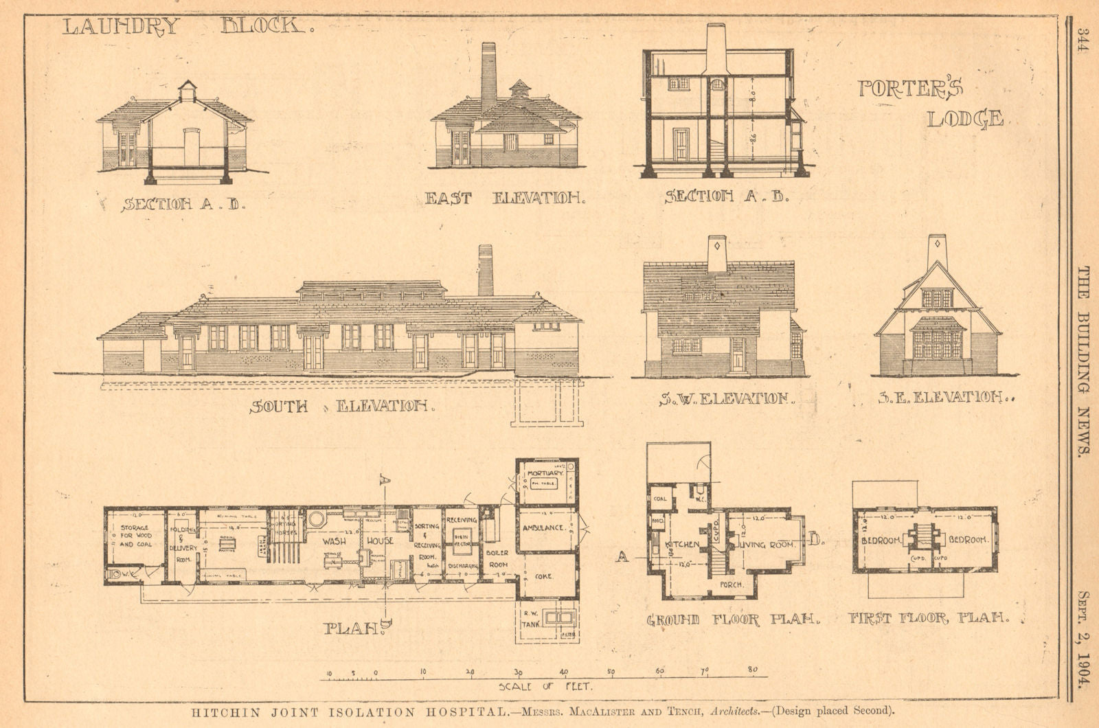 Hitchin Joint Isolation Hospital. MacAlister Tench. Laundry Porter's Lodge 1904